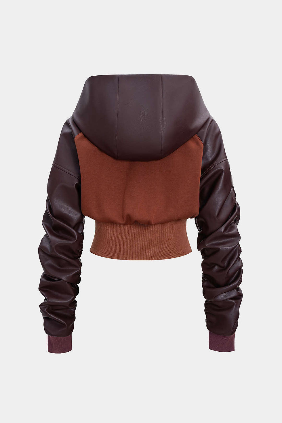 Thumbnail: Faux Leather Patchwork Hoodie
