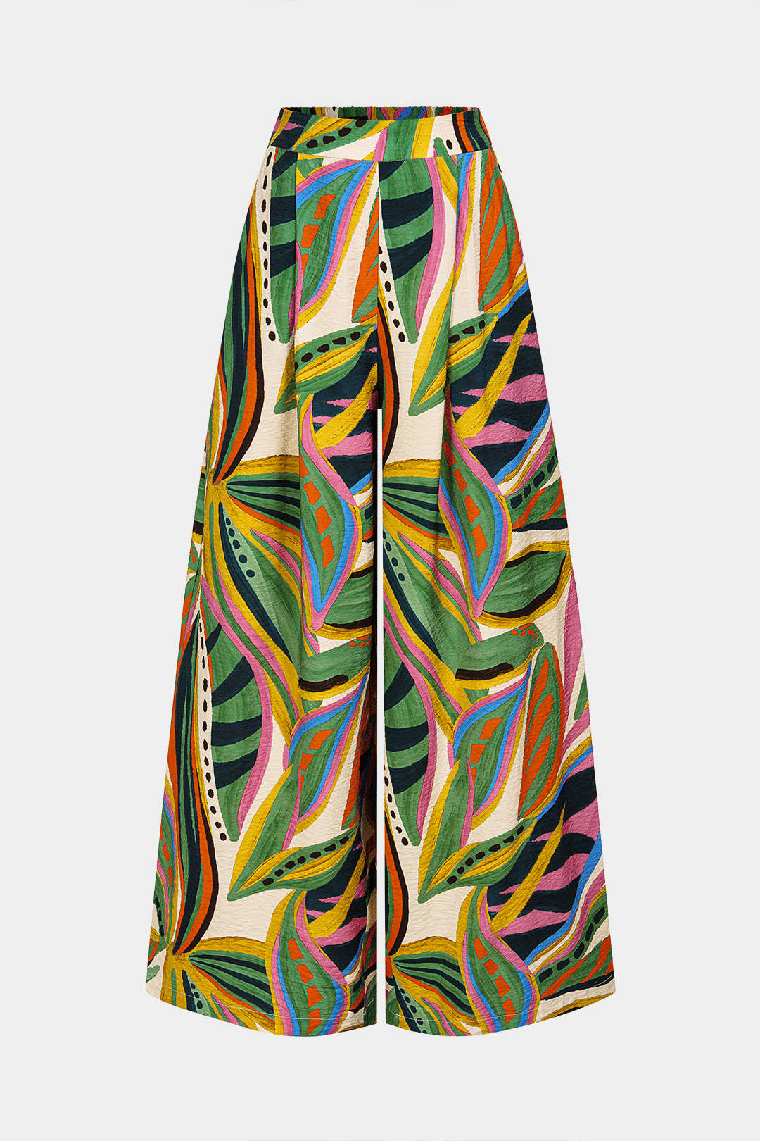 Leaves Contrast Print Wide Leg Pants Multicolor
