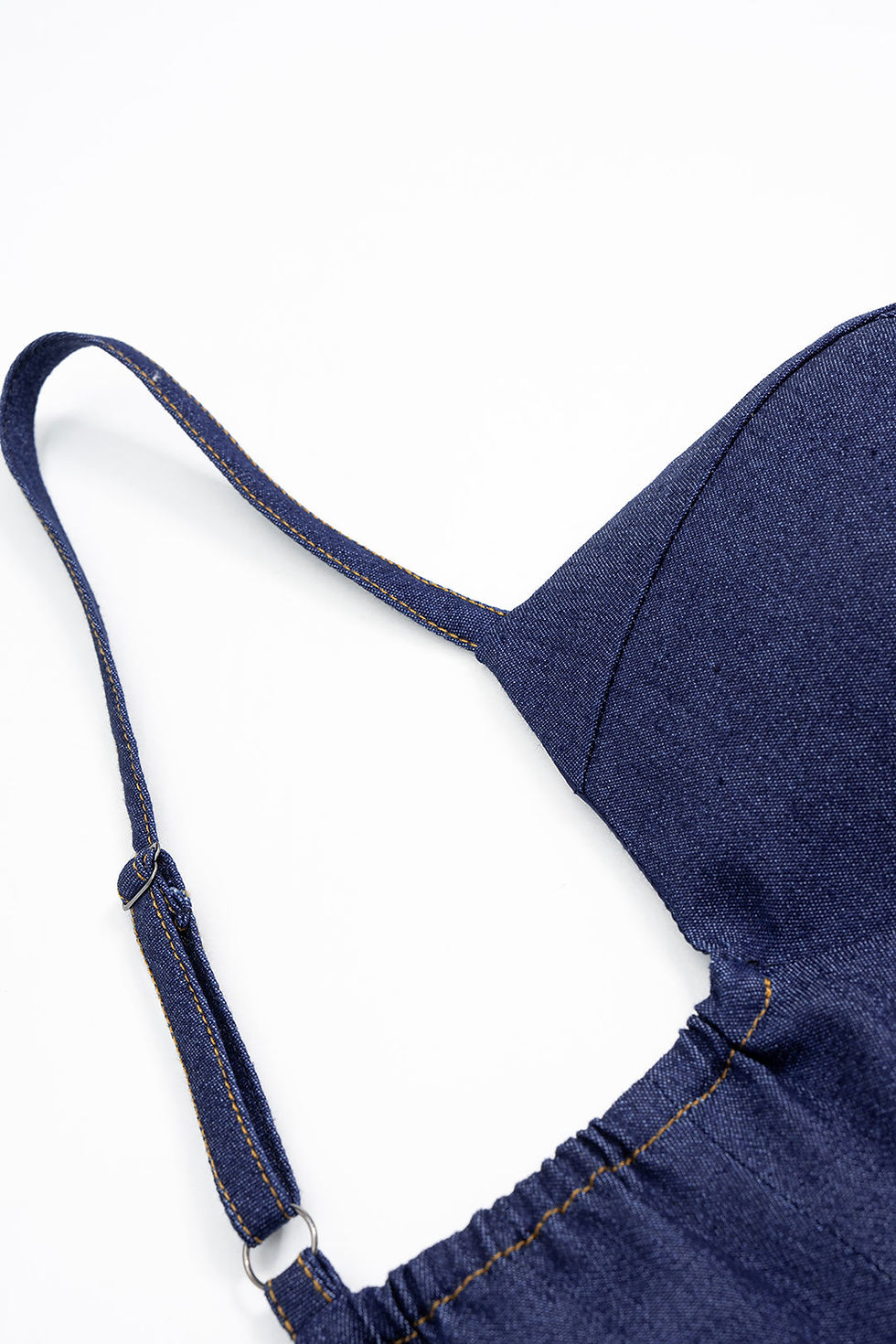 Thumbnail: Denim Asymmetrical Ruched Bustier Belted Zipper Maxi Dress