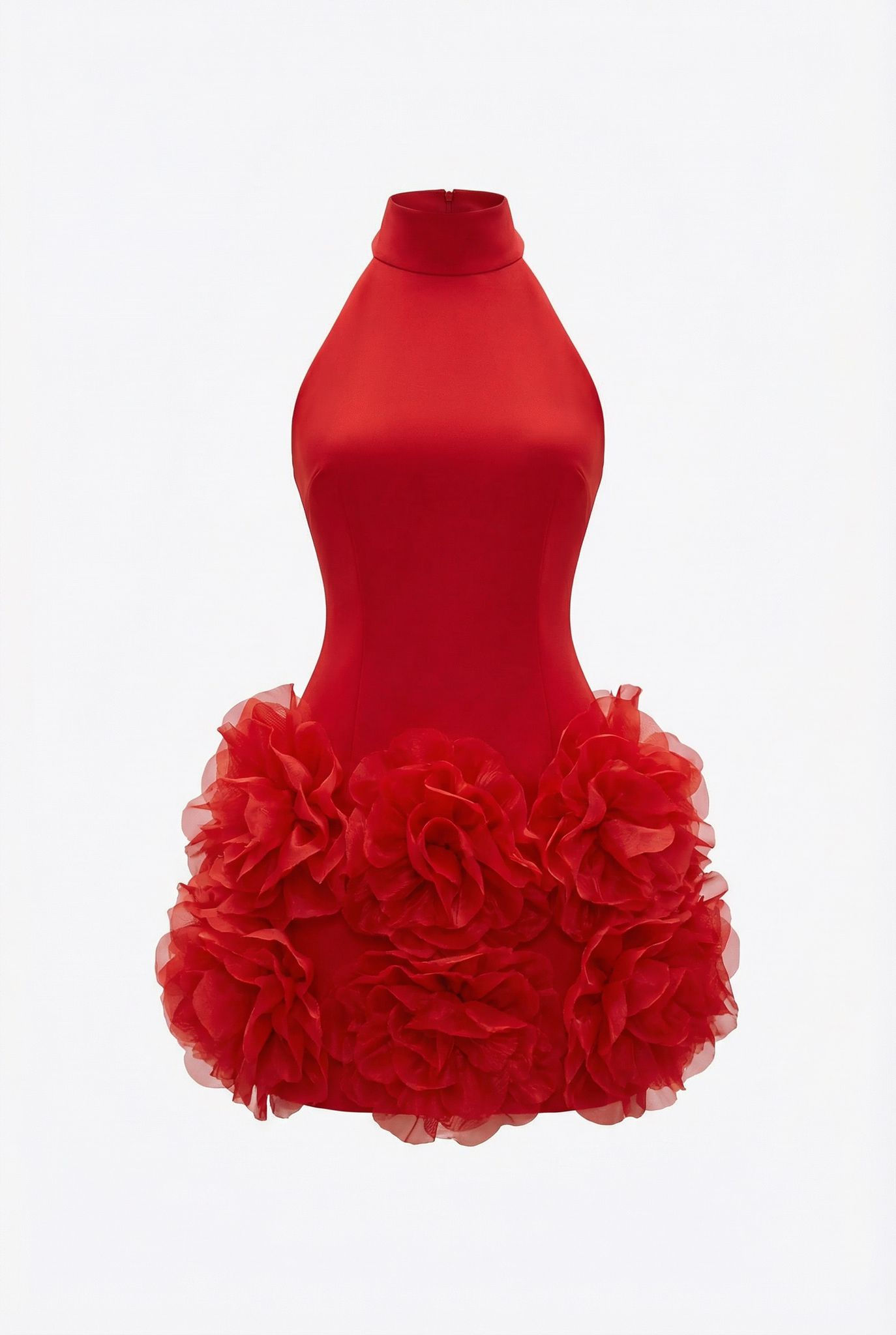 Red Rose Detail Elegant Mini Dress Freyya