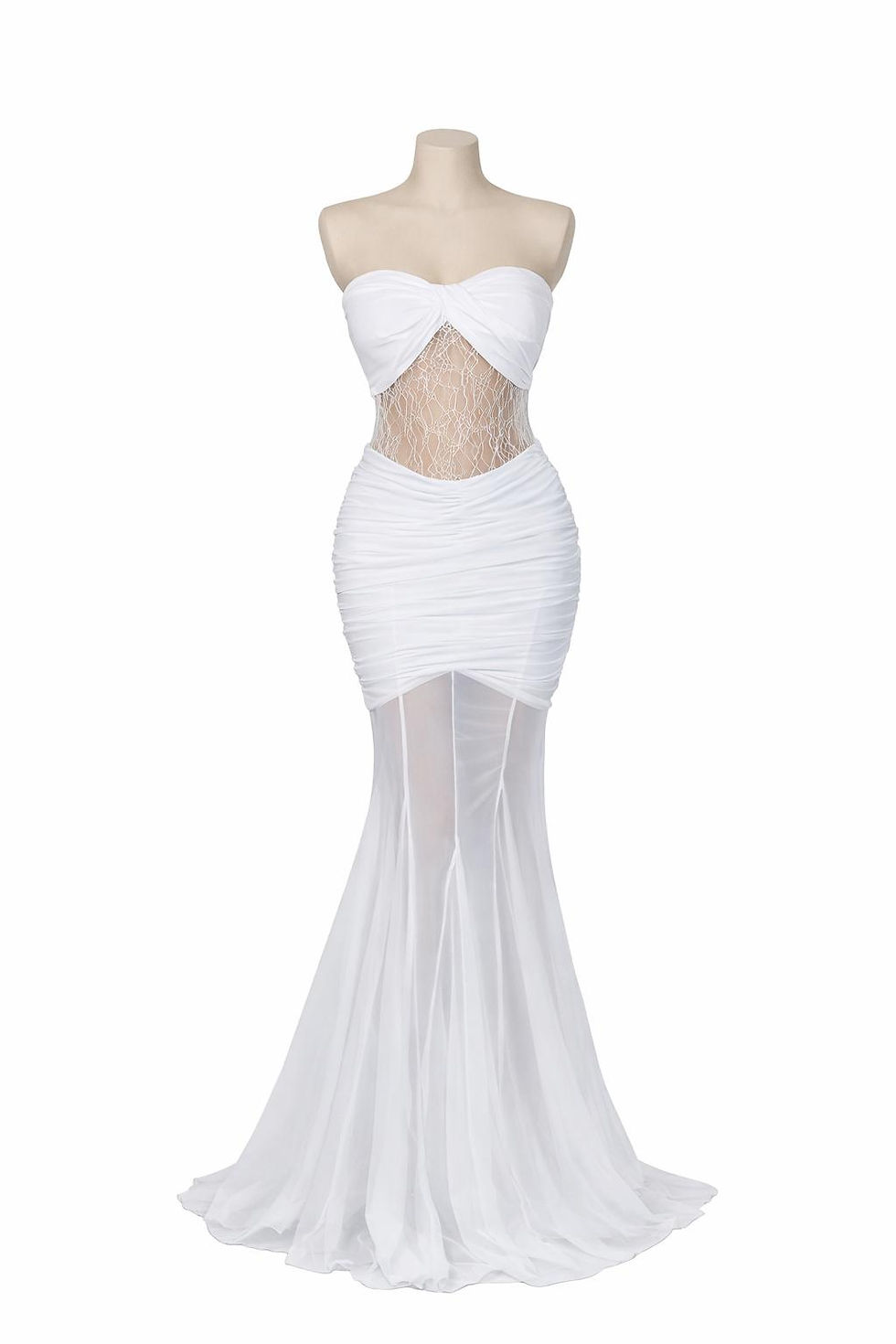 Thumbnail: White Lace Detail Elegant Long Dress Priscilla ATE-3595