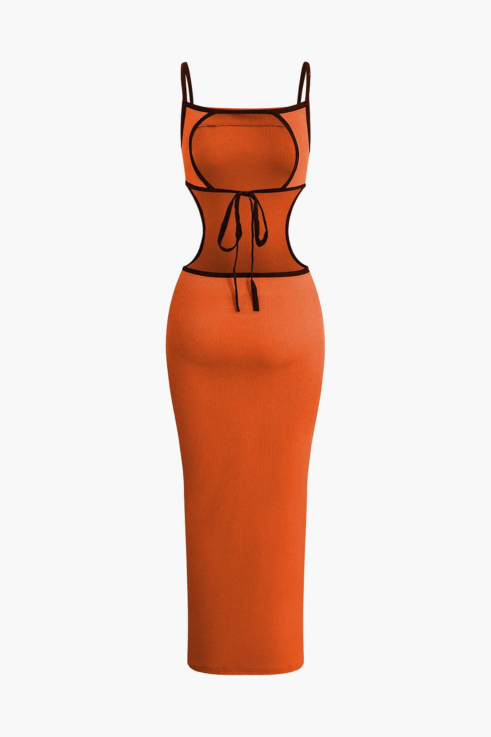 Thumbnail: Contrast Cut Out Backless Slip Maxi Dress Vacation Style