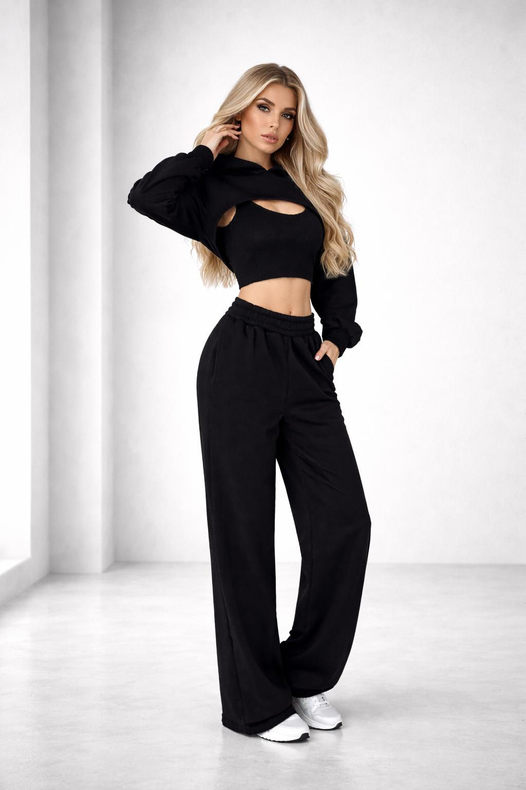 Women's Black Bolero Track Suit- Modern Fit