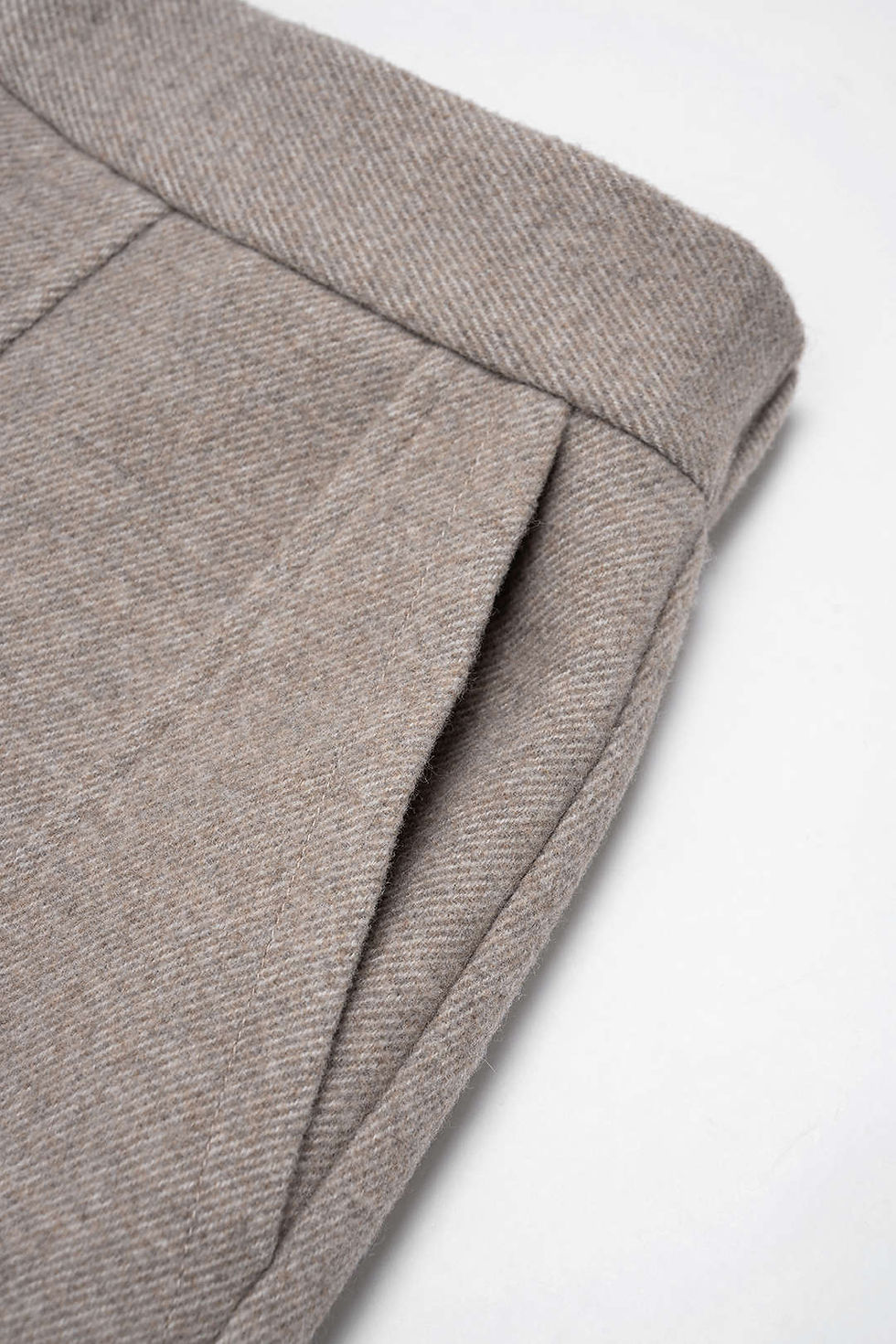 Thumbnail: Solid Pocket Wide Leg Pants – Khaki and Gray Wool-Blend Trousers
