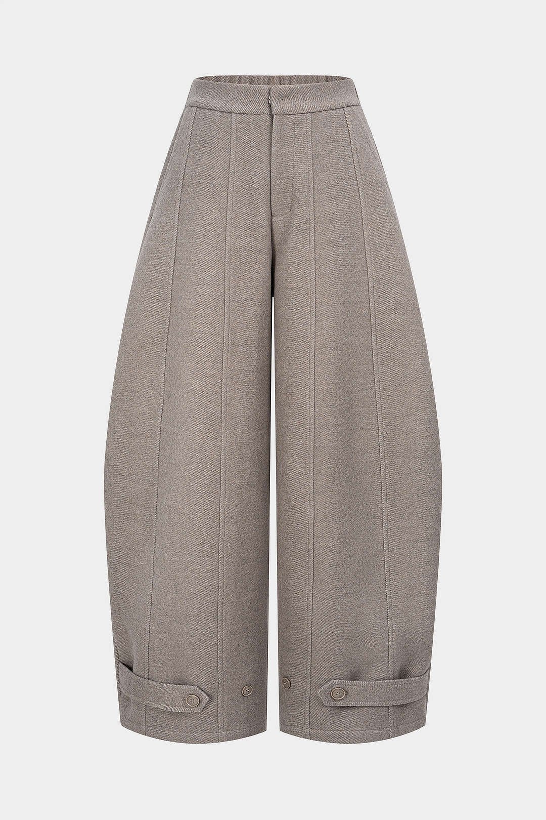 Solid Pocket Wide Leg Pants – Khaki and Gray Wool-Blend Trousers