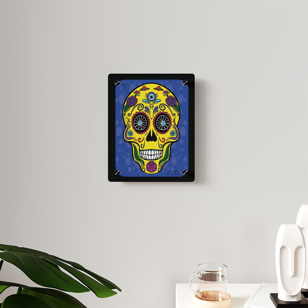 Thumbnail: Yellow Mati Sugarkskull Acrylic Wall Art Panels