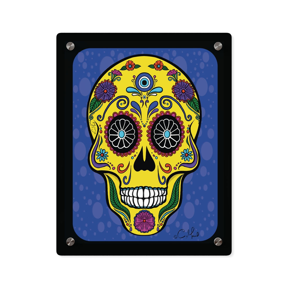 Thumbnail: Yellow Mati Sugarkskull Acrylic Wall Art Panels
