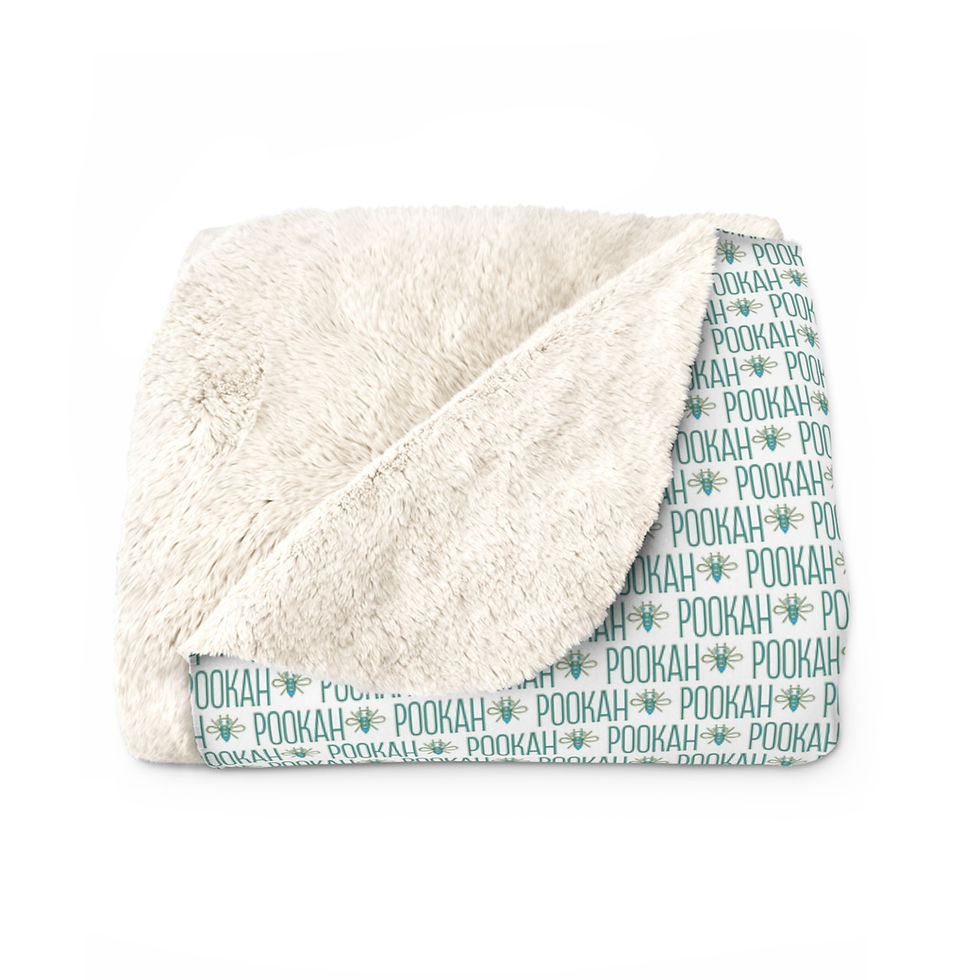 Thumbnail: Pookah Buhg Cozy Sherpa Fleece Blanket - White
