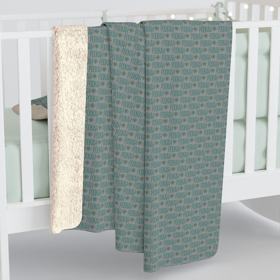 Thumbnail: Pookah Buhg Cozy Sherpa Fleece Blanket - Grey