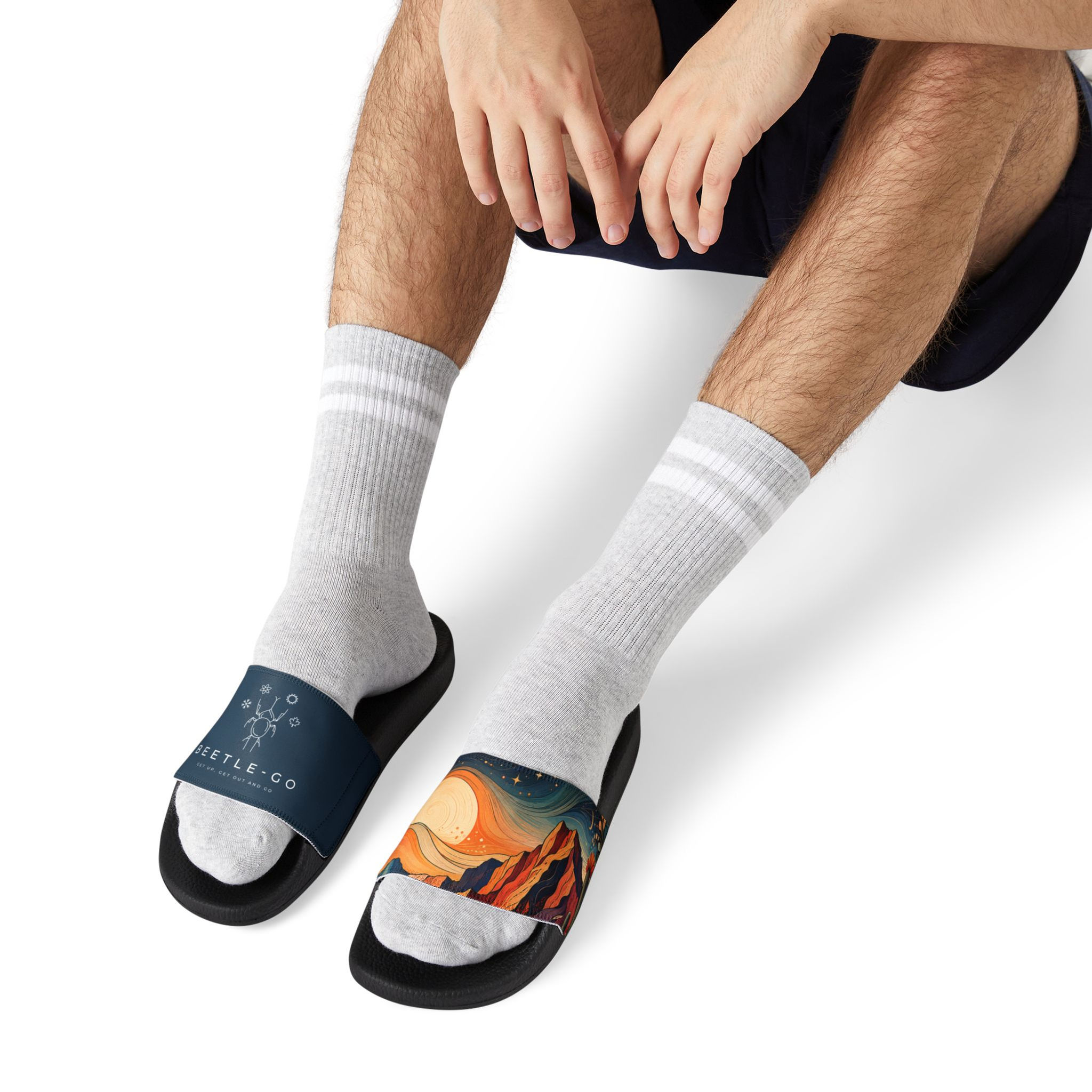 Men's Desert Bloom Split Design Removable-Strap Slide Sandals