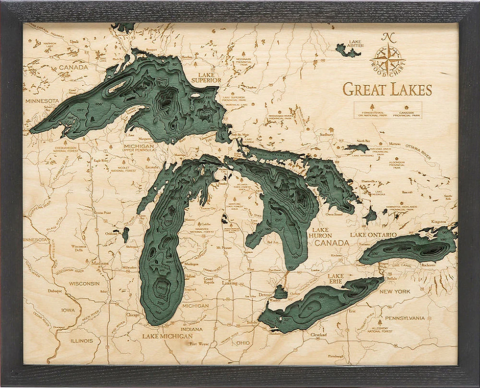 Thumbnail: Great Lakes UV Nautical Wood Chart, Large, 24.5" x 31"