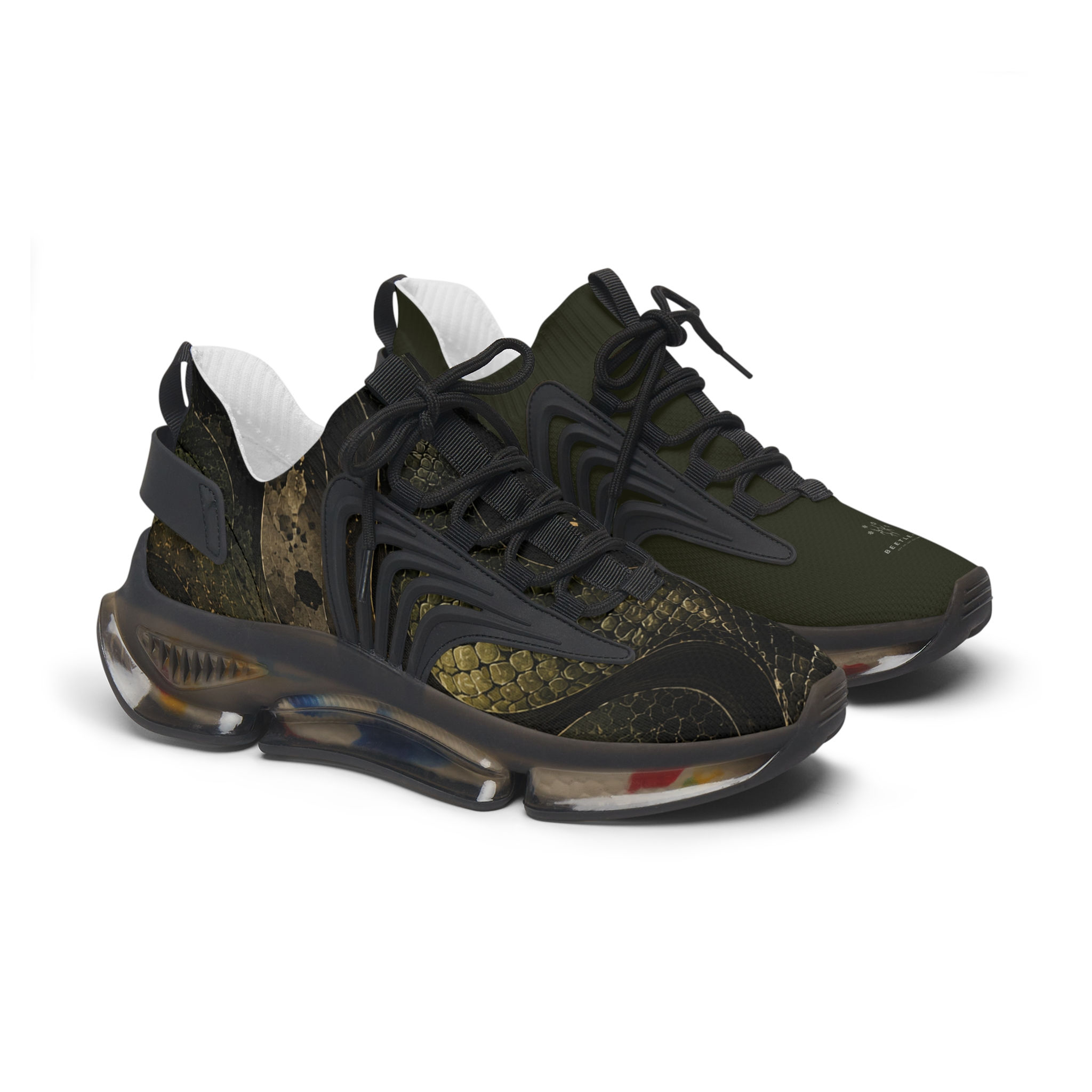 Women's Snake Color Print Mesh Sneakers