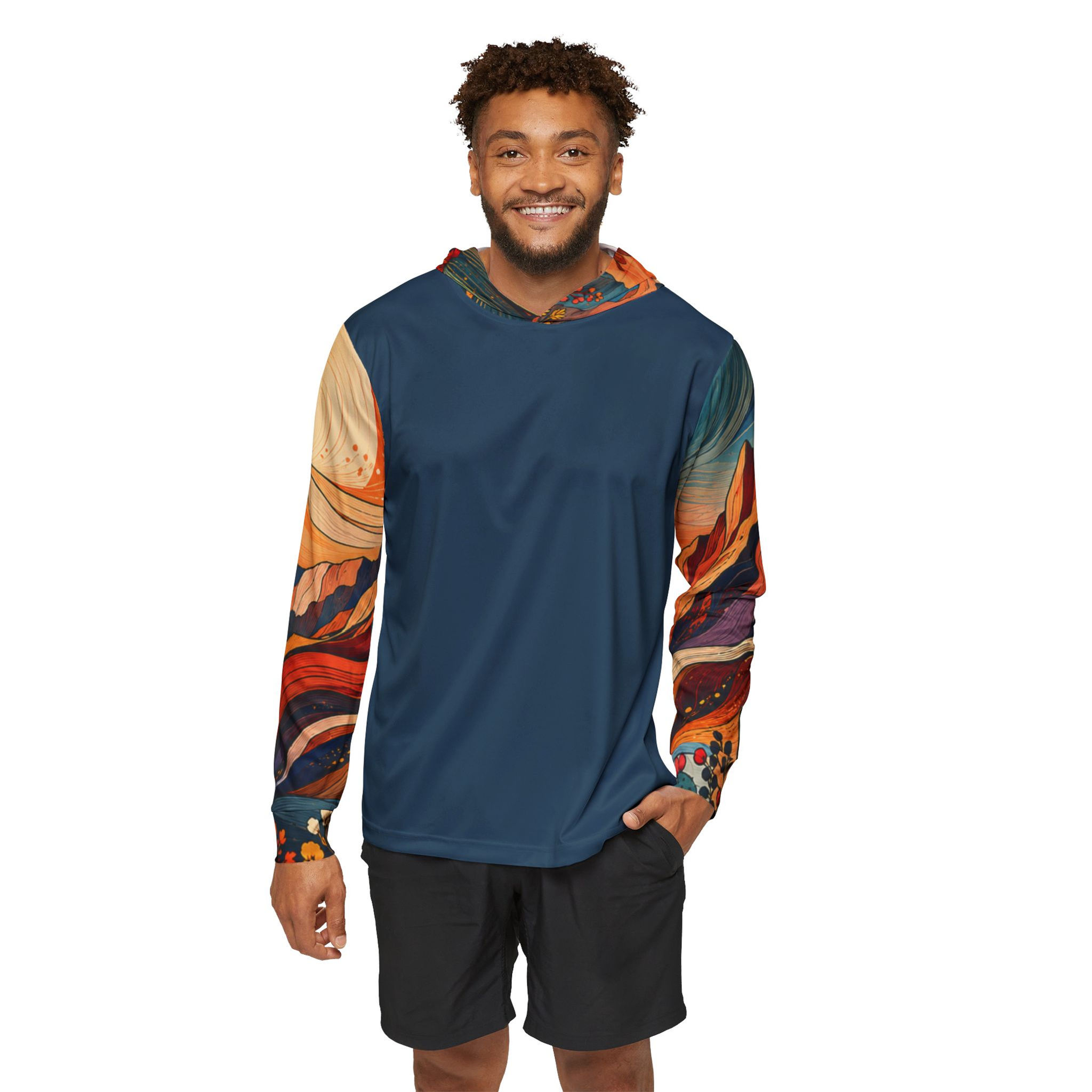 Desert Bloom Men's Split Design Sports Warmup Hoodie