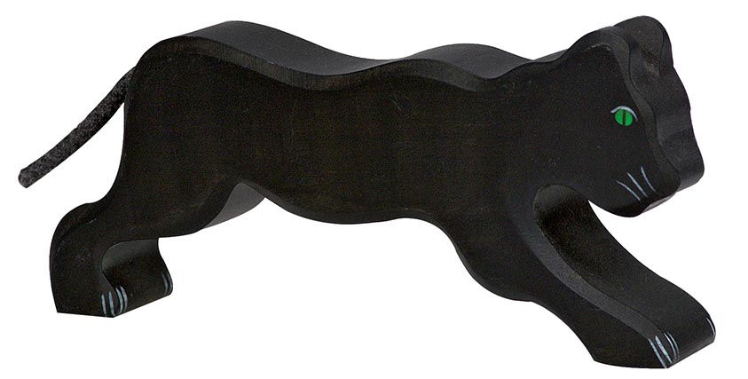 Holz Panther Figur komplett; Holztiger Holzspielzeug aus nachhaltigem Holz. 