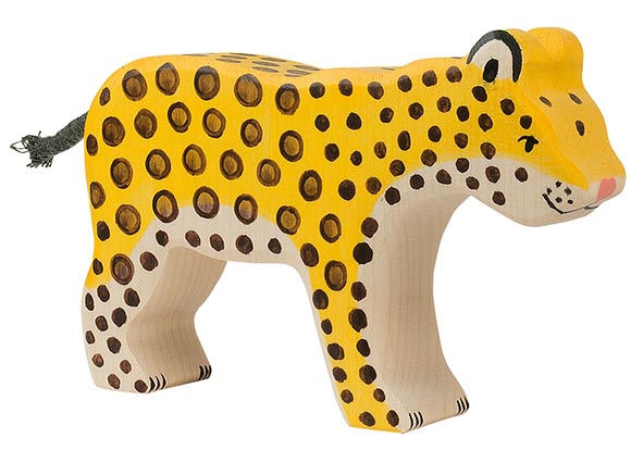 Holz Leopard-Figur Komplett; Holztiger Holzspielzeug aus nachhaltigem Holz. 
