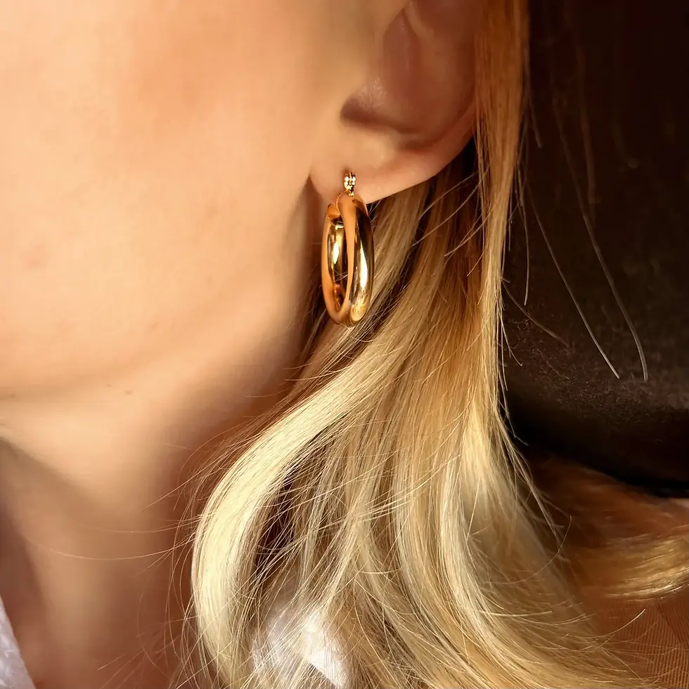 Thumbnail: 18K Gold Filled Classic 25mm Tube Hoop Earrings