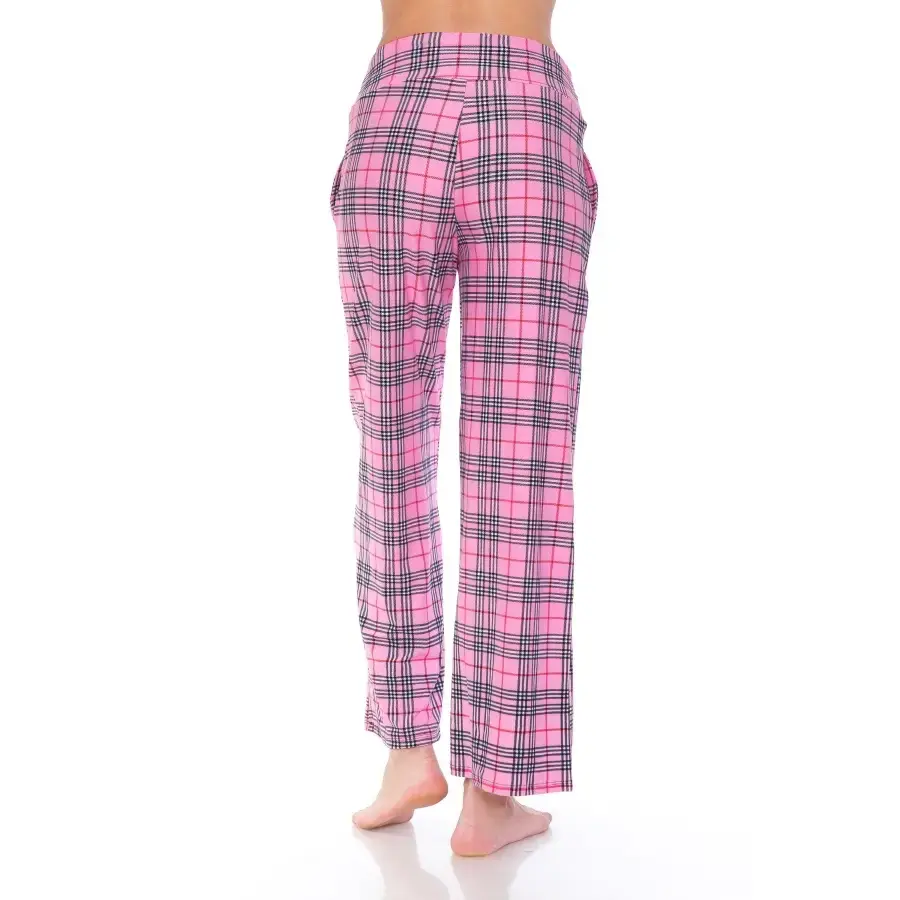 Thumbnail: Buttery Soft Pink Plaid Drawstring Pajama Pants