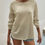 Thumbnail: Beige Waffle Knit Long Sleeve Top