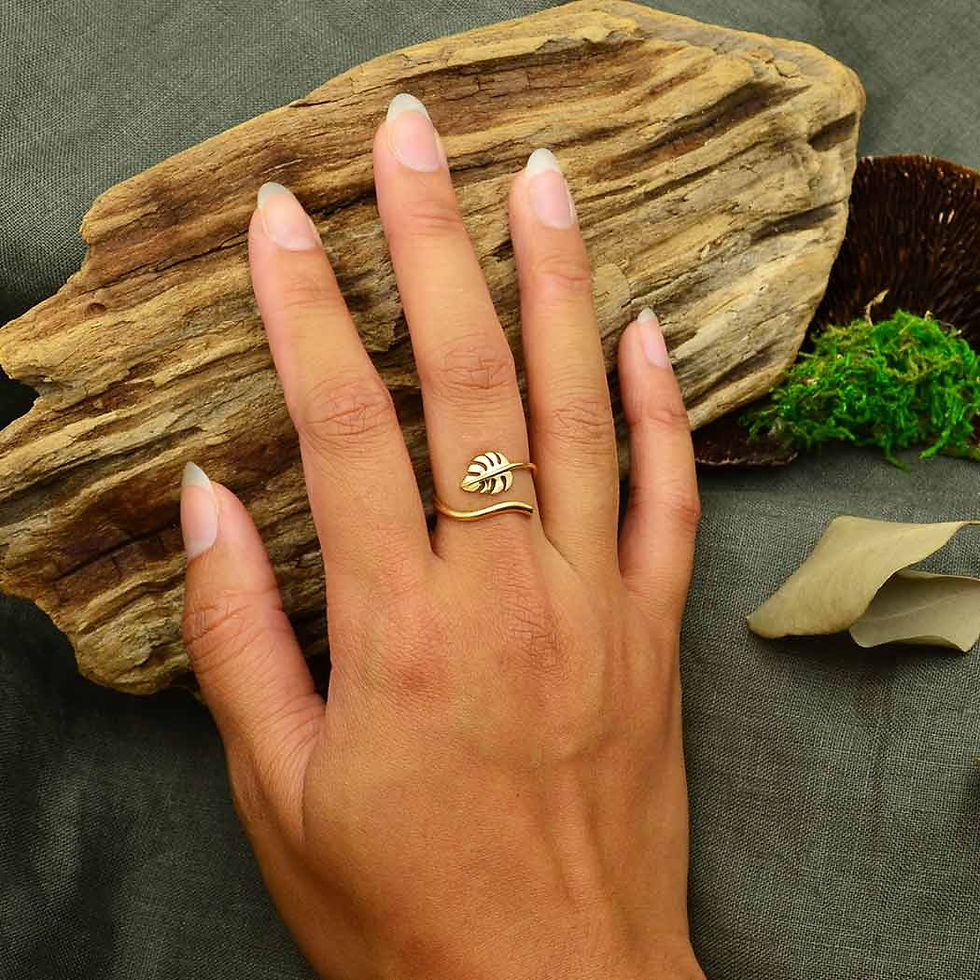Thumbnail: Bronze Adjustable Monstera Leaf Ring