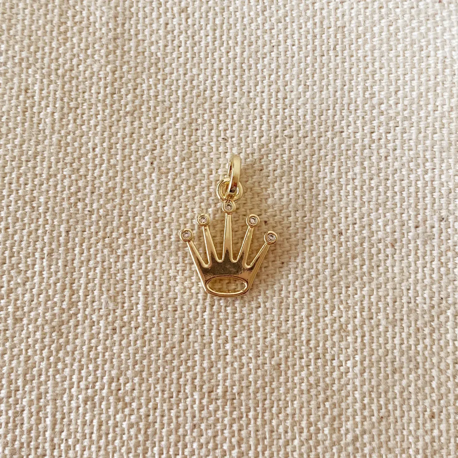 18K Gold Filled Crown Charm with 5 Cubic Zirconia Stones