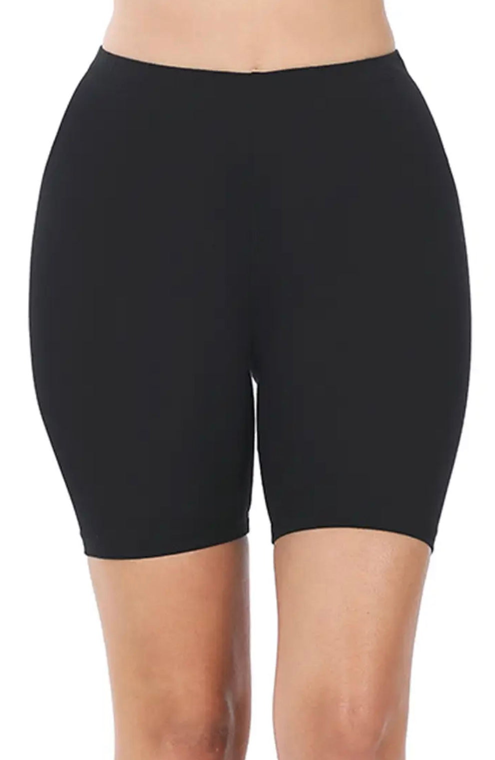 Black Cotton Bike Shorts