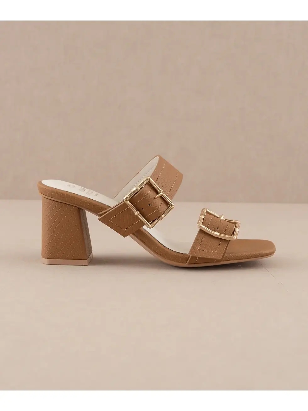 Thumbnail: Havana Camel Bamboo Buckle Heel