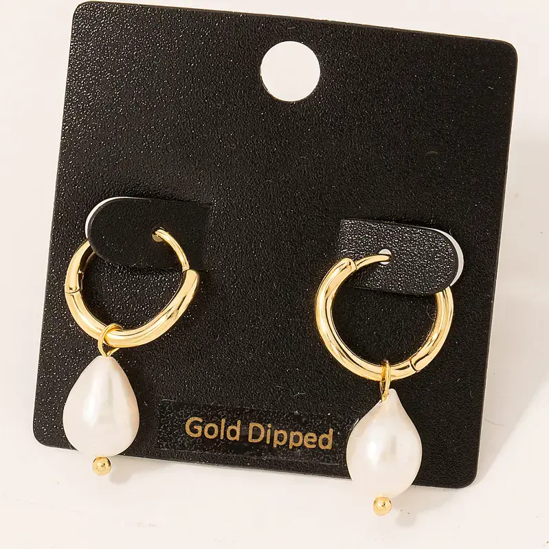 Gold Dipped Mini Pearl Teardrop Huggie Earrings
