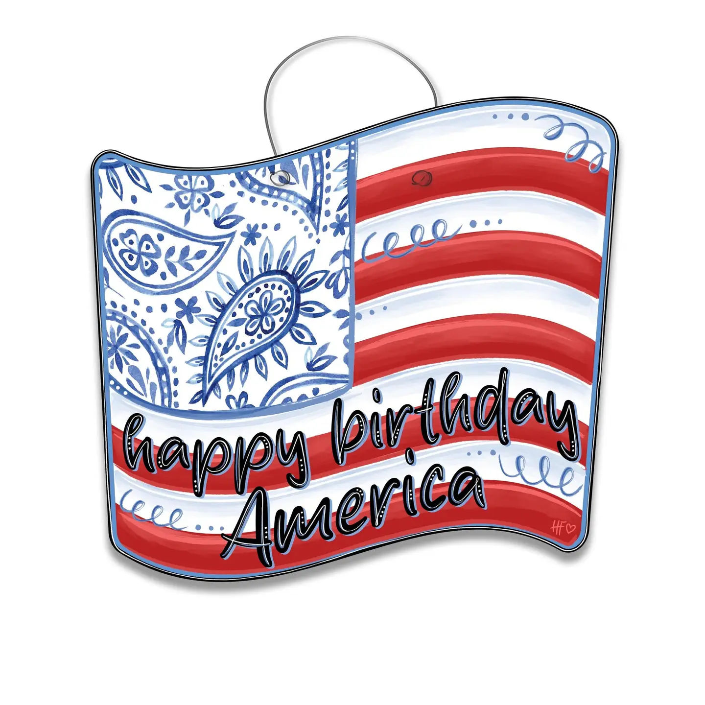 Standard Chinoiserie American Flag Door Hanger
