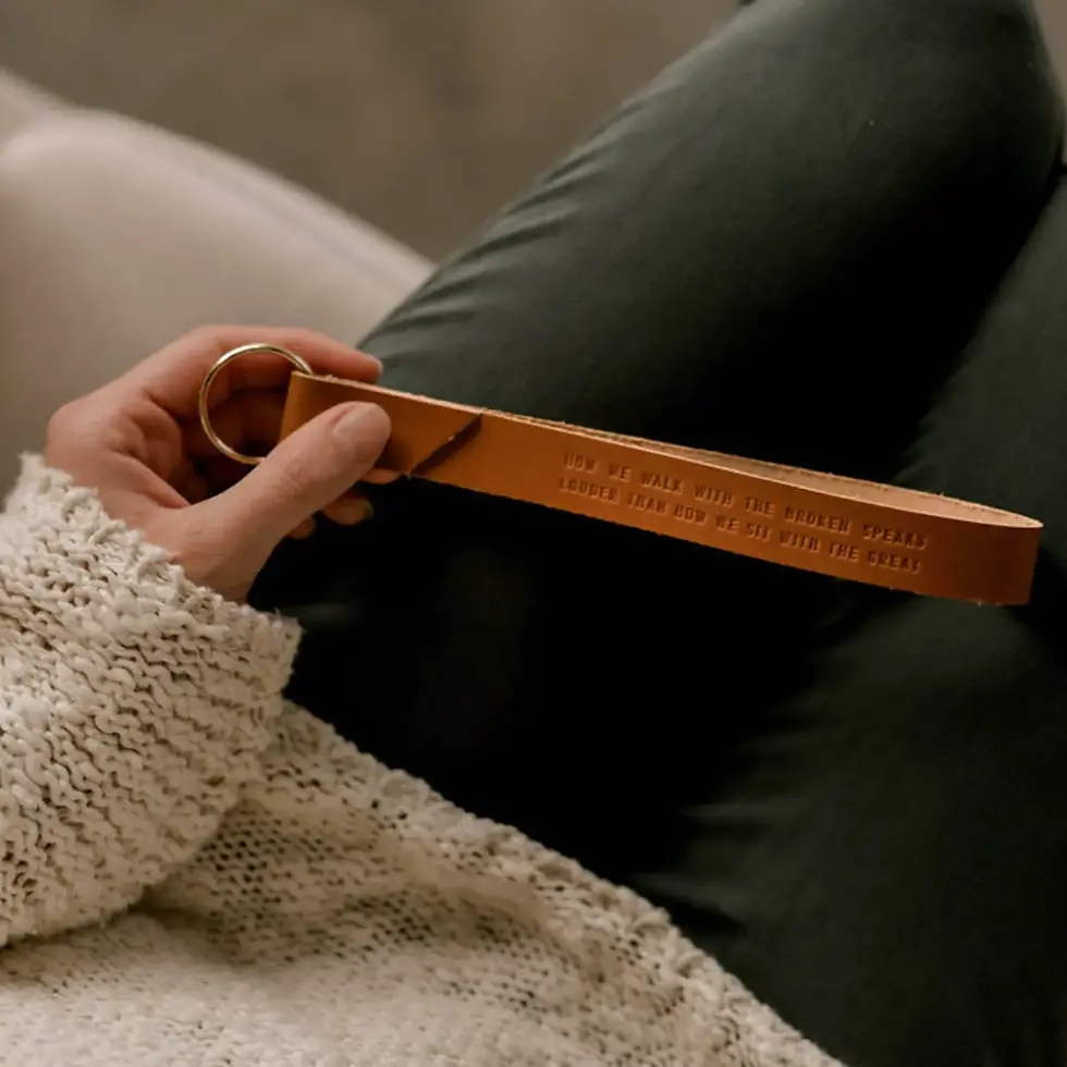 Walk with the Broken Camel Leather Wristlet Keychain