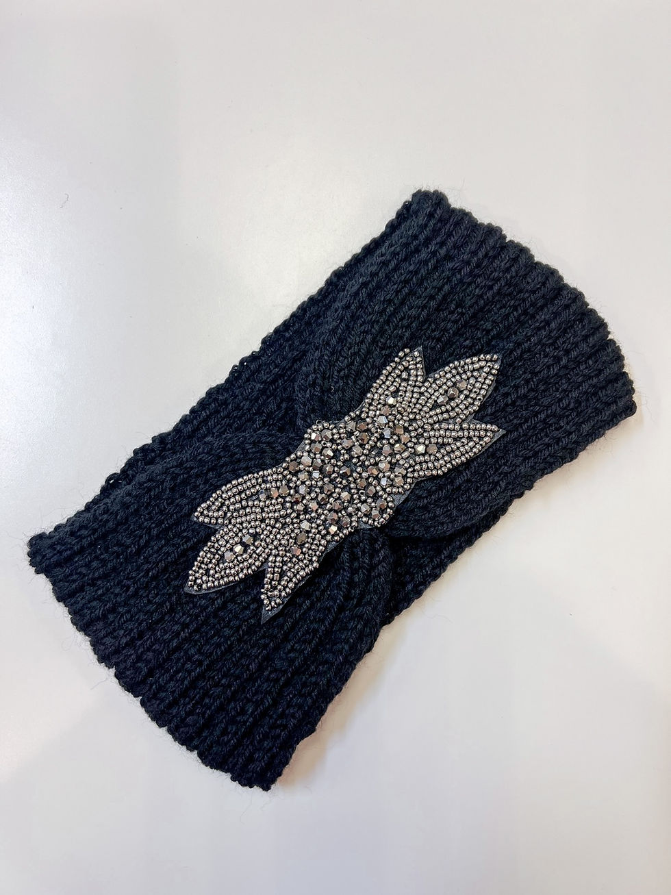 Black Beaded Ear Warmer