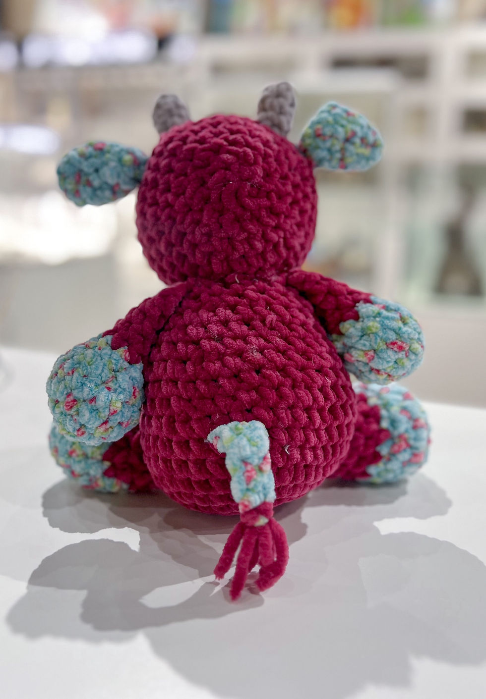 Thumbnail: Hand Crocheted Maroon & Floral Cow