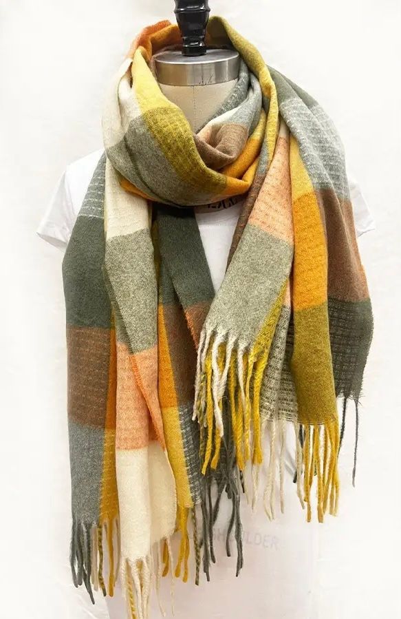 Mustard & Olive Plaid Scarf