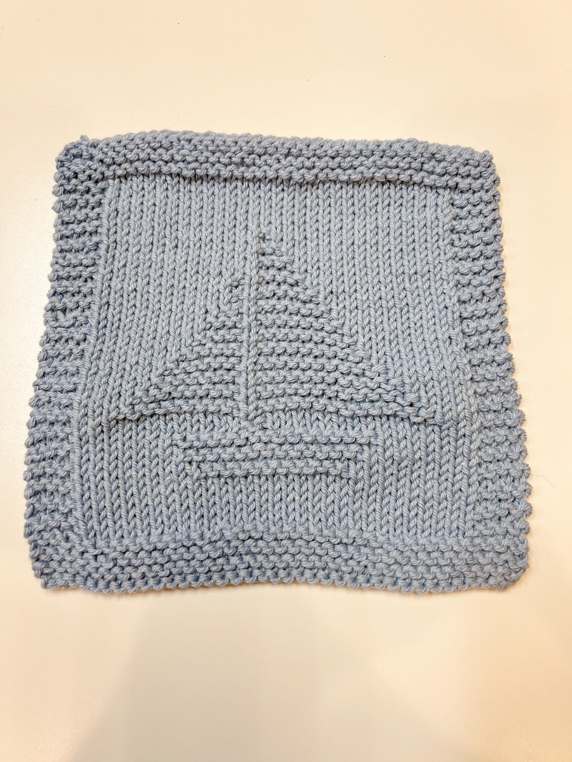 Blue Crocheted Sailboat Washcloth 