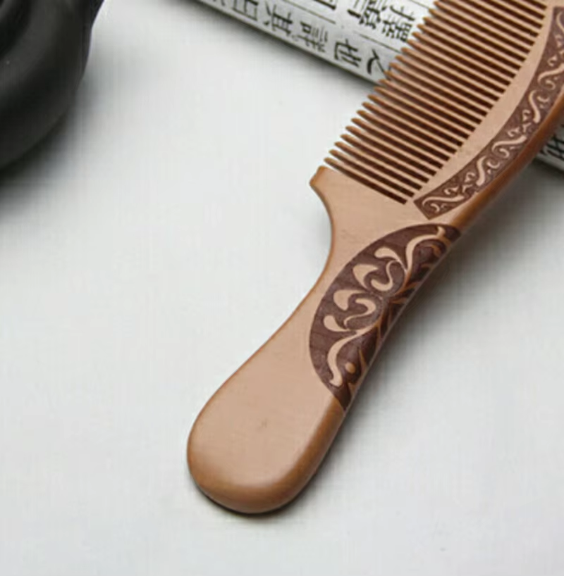 Thumbnail: Natural Peach Wood Comb Close Teeth Anti-Static Head Massage Hair Healthtools