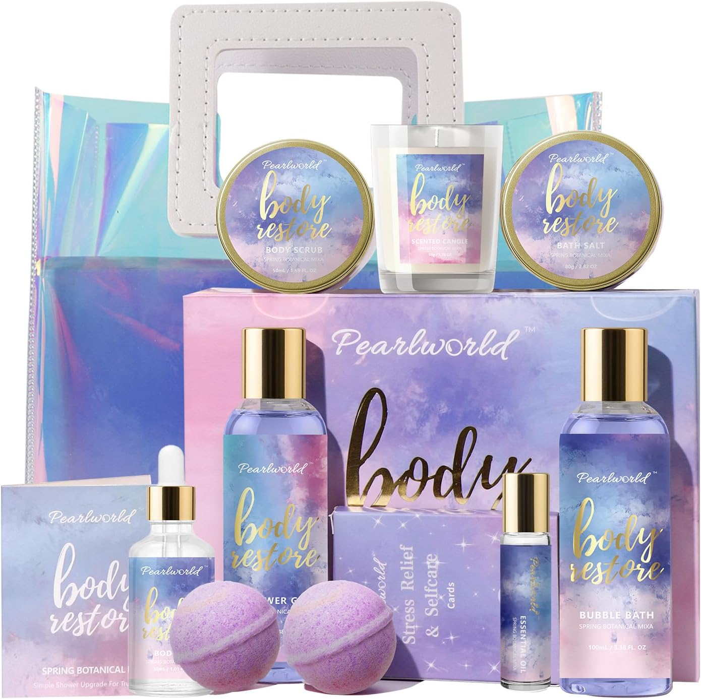 Spa Gift Set for Women, Whole Body Gift Basket for Teen Girls, 10 Piece Home Spa