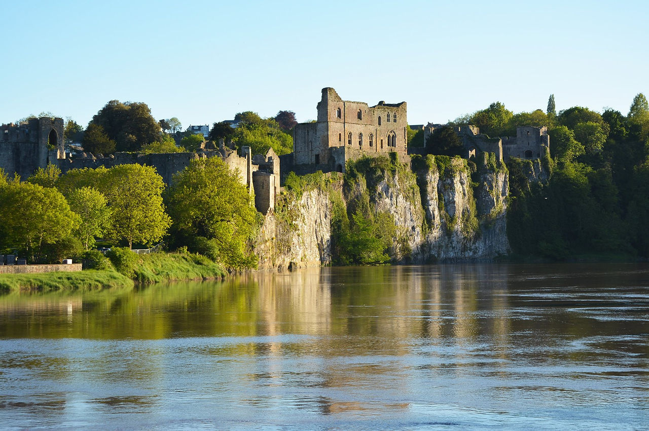 view of castle over river