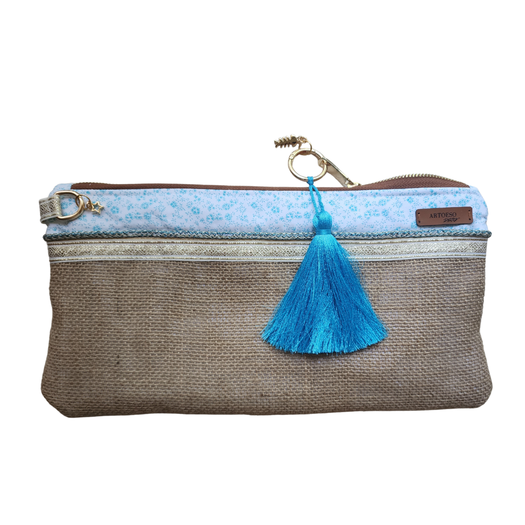 Clutch Çanta: Jüt Mavi