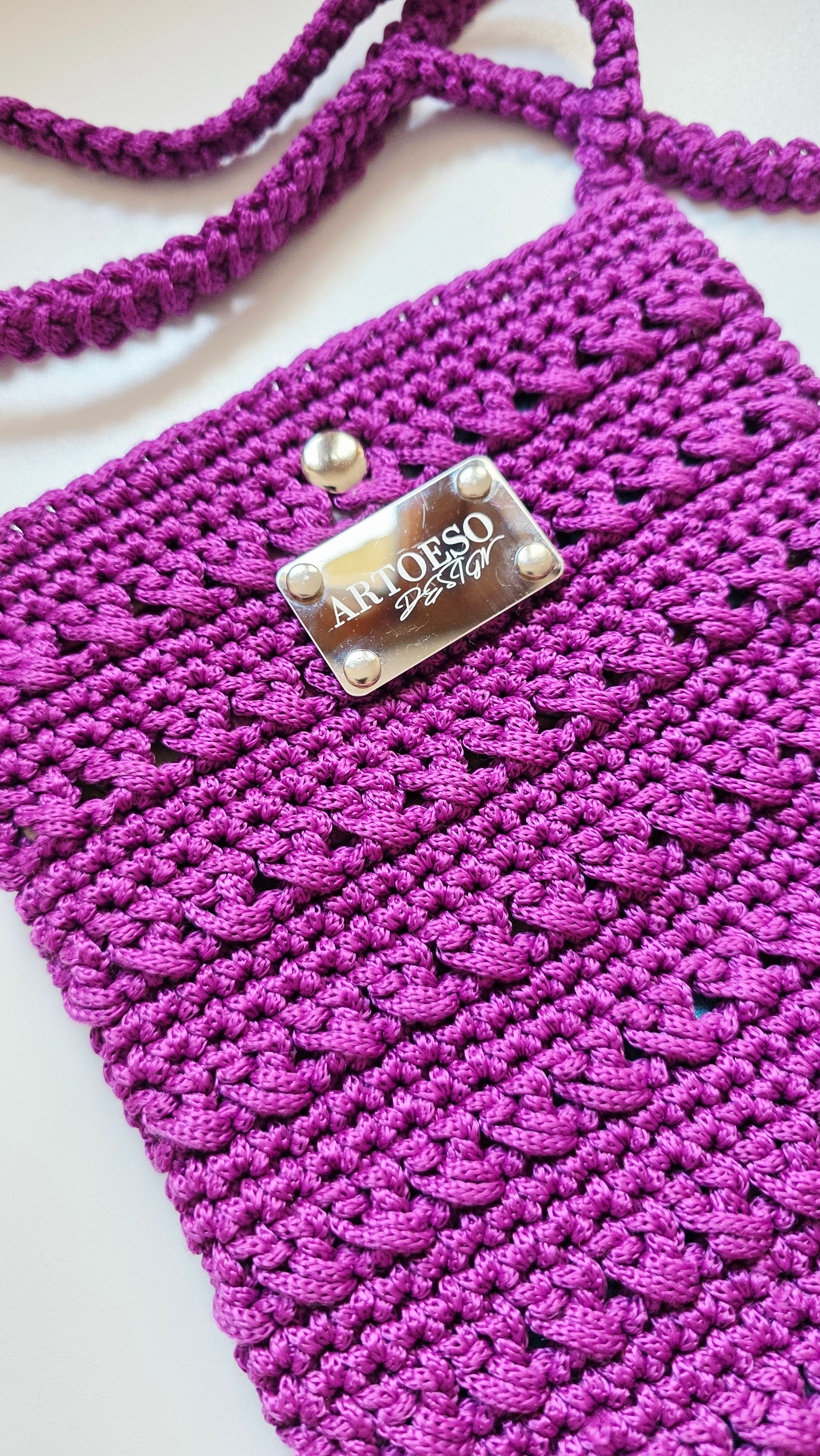 Crossbody for Tall Women, Stylish and Lightweight Crochet Purple Phone Bag – Gift for Her
