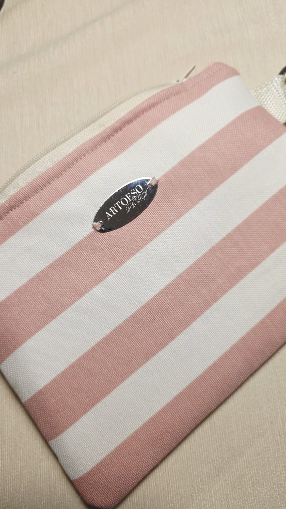 Minibag - Marine Collection - Dusty Pink and White Pouch