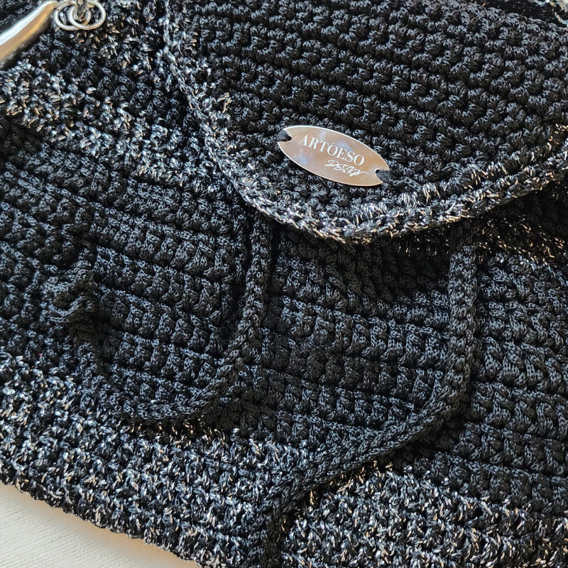 Siyah Örgü Omuz Çantası