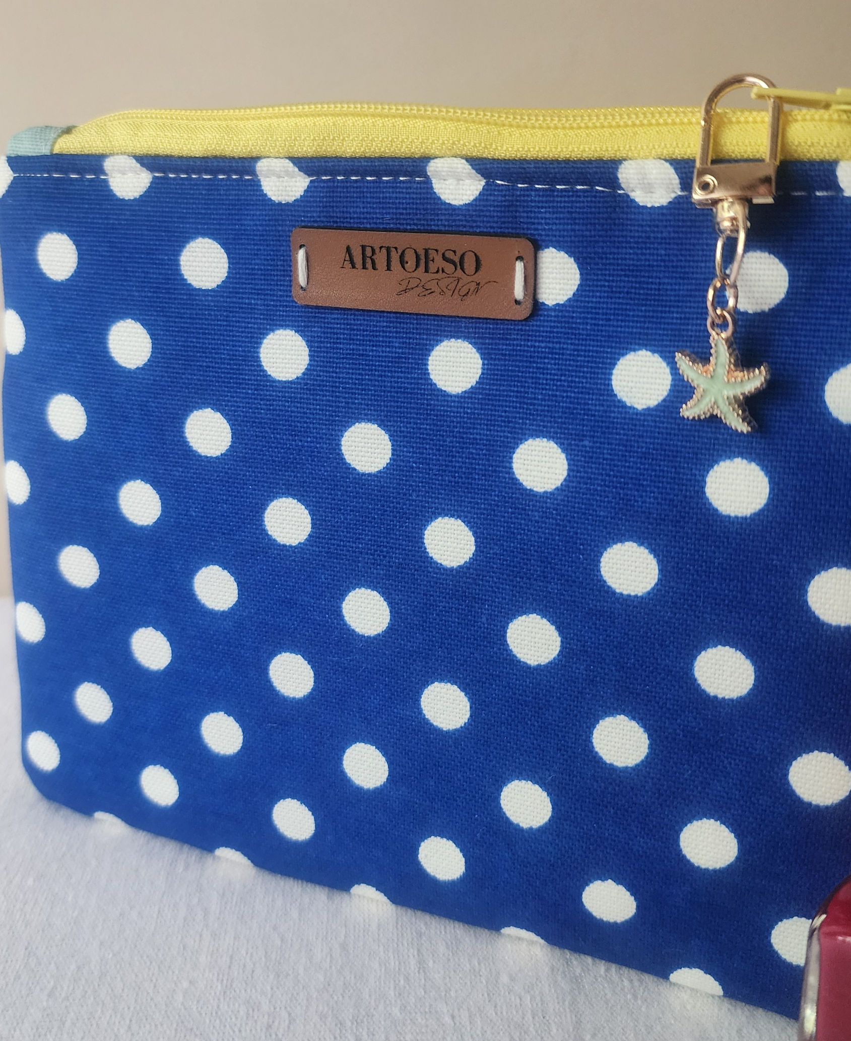 Minibag - Deniz Koleksiyonu -Navy Dots Aqua Küçük El Çantası