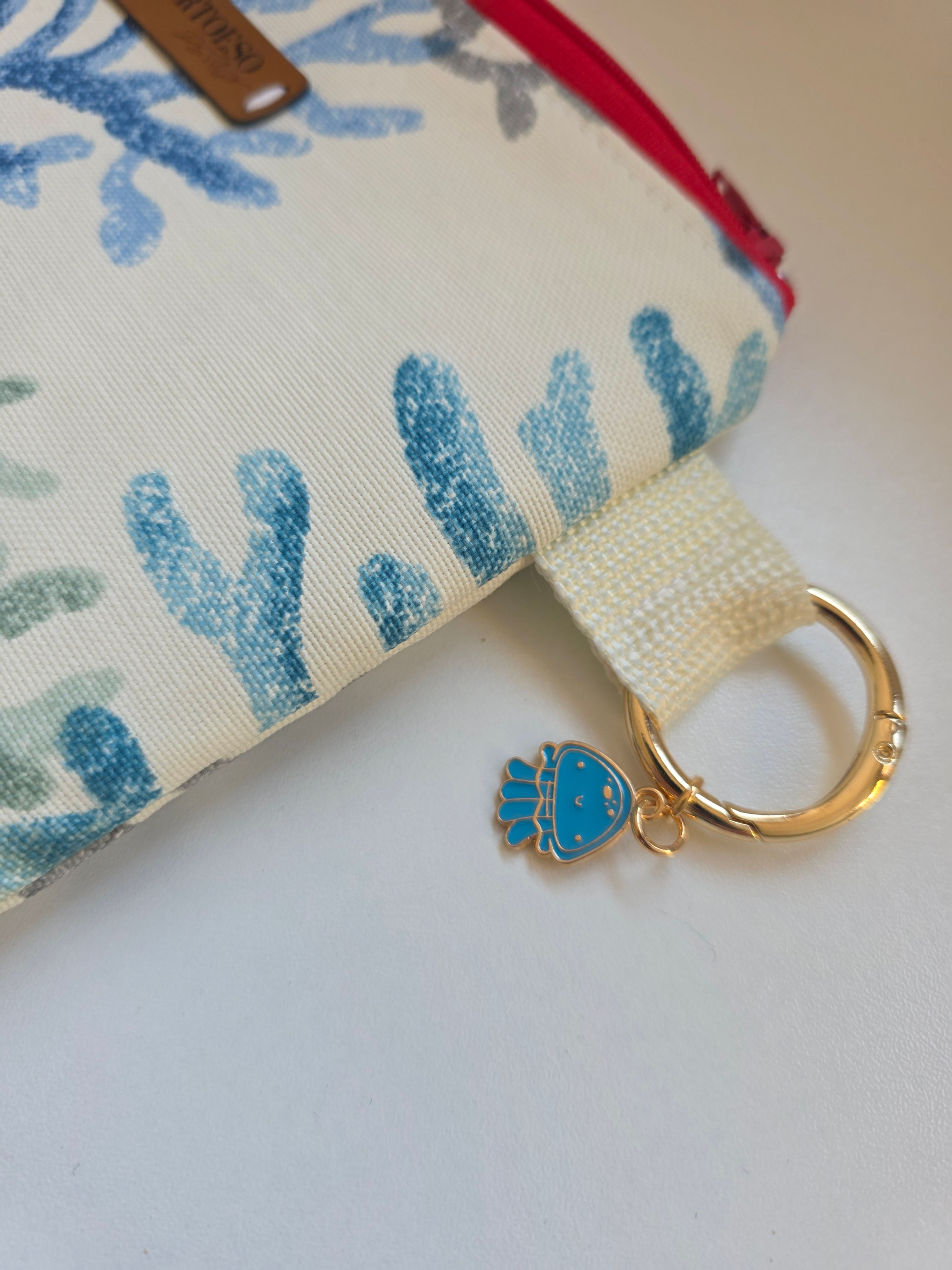 Minibag - Marine Collection - Smal ToteBag Organizer, Handmade Coin Bag with Pastel Coral Design
