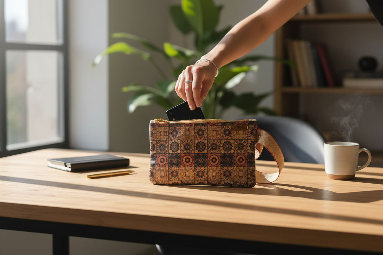 Clutch Çanta: Doğal Mantar Serisi - Hareler