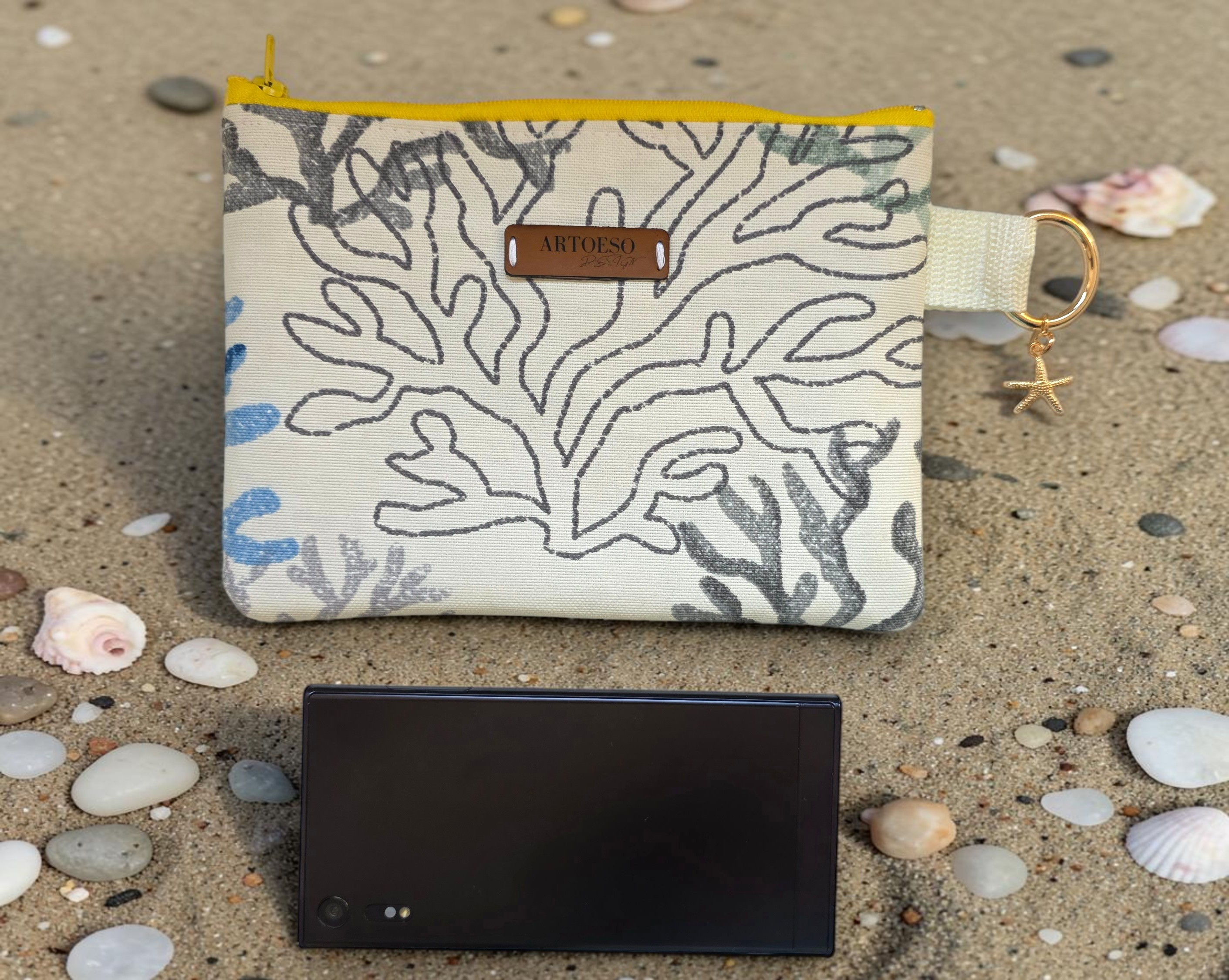 Minibag - Marine Collection - Mercan Tasarımlı El Yapımı Mini Çanta Organizer
