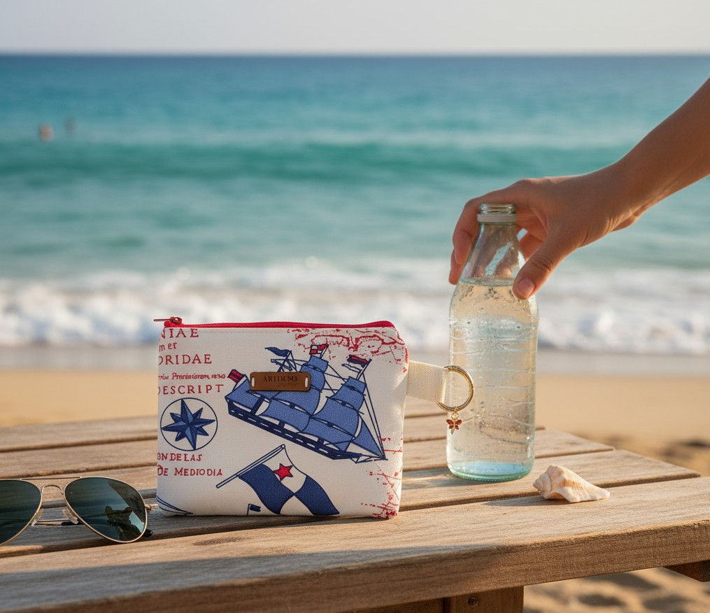 Minibag - Marine Collection - Travel, Toiletry, Cosmetic & Makeup - Vintage Maritime Clutch Bag