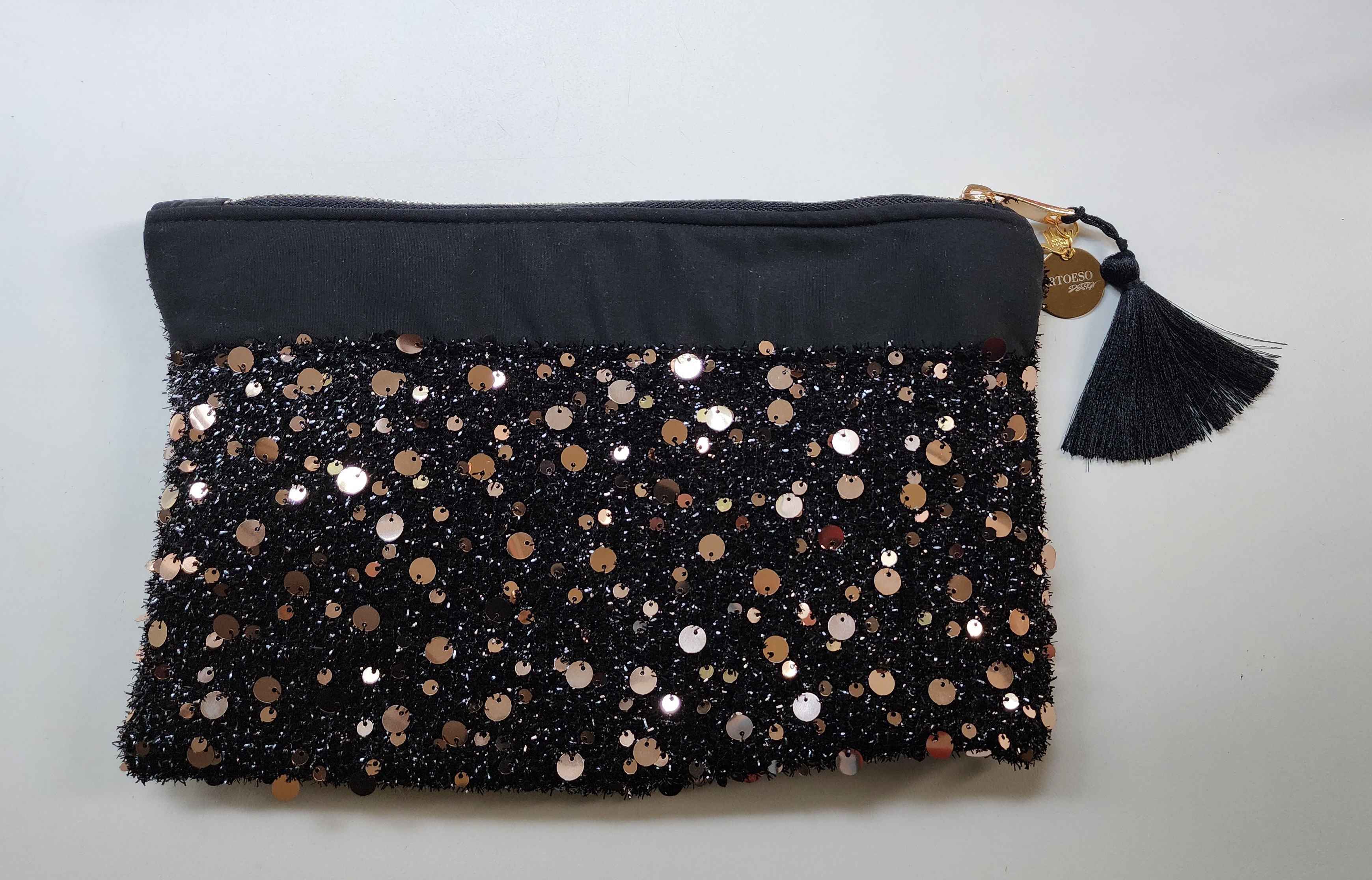 Clutch Bag: Golden Sparkling Black