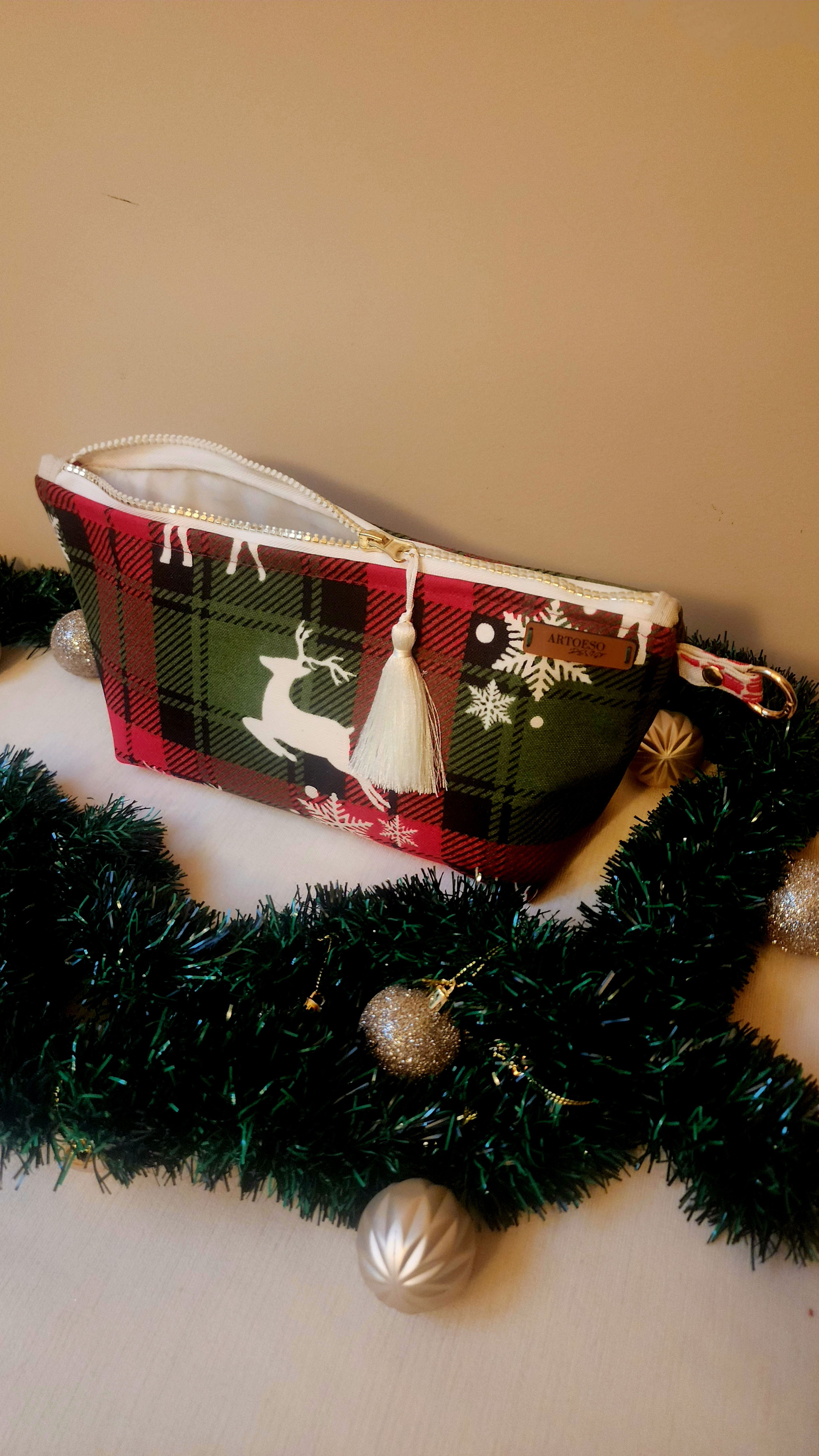 Bauble Scott - Yılbaşı süsü desenli el yapımı çanta