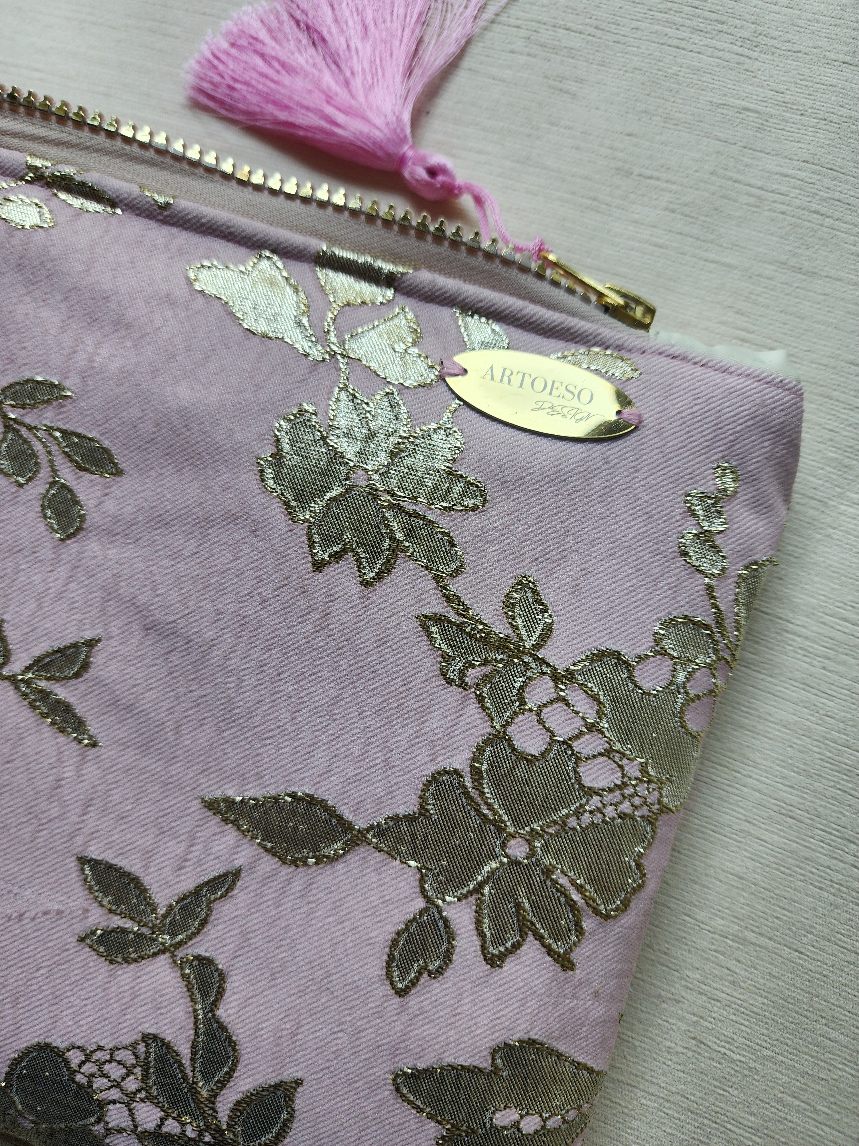 Clutch Bag: Golden Pink Floral