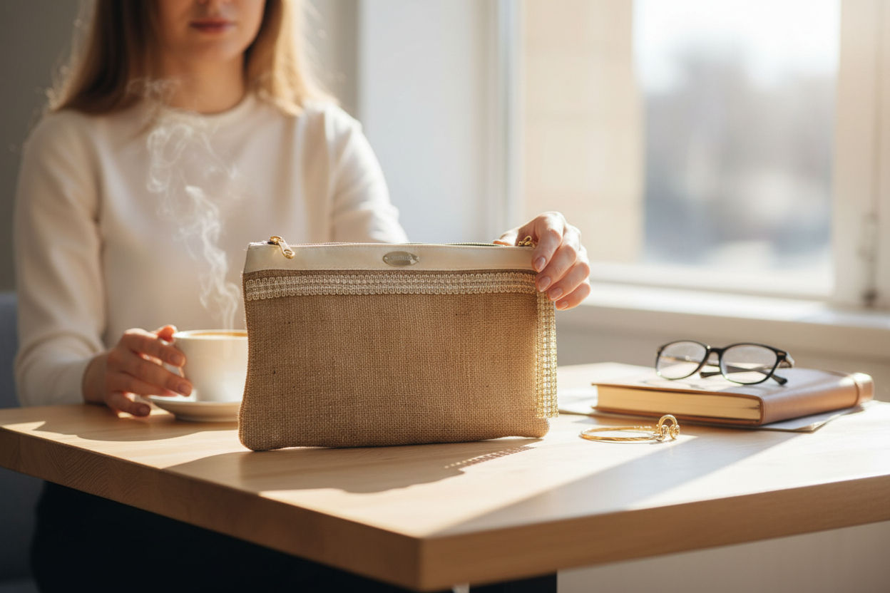 Clutch Çanta: Altın Jüt