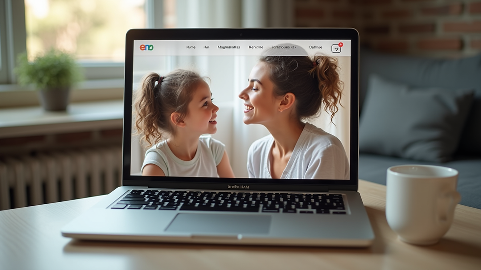 Eye-level view of a laptop screen showing an au pair profile on a website